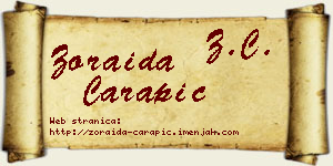 Zoraida Čarapić vizit kartica
